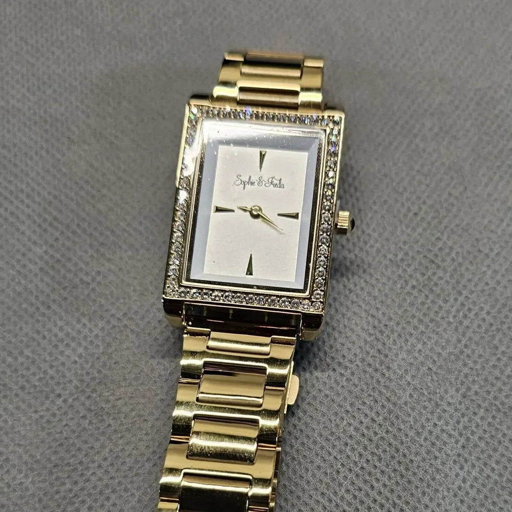 SOPHIE AND FREDA Wilmington Quartz w/Swarovski Crystal Silver‎ Dial Ladies Watch